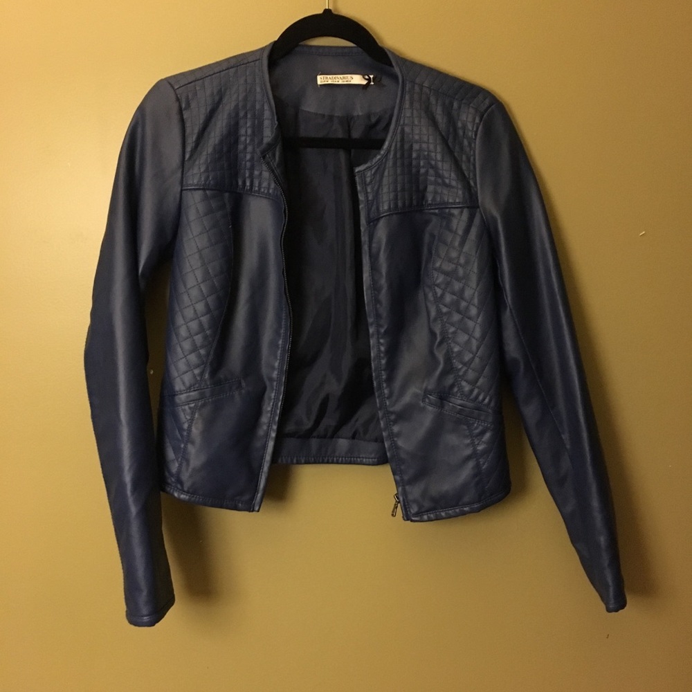 Navy leather jacket